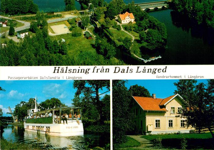 Dalsland Fliegeraufnahme Passagerarbaten Dalslandia i Langbron Vandrarhemmet i L