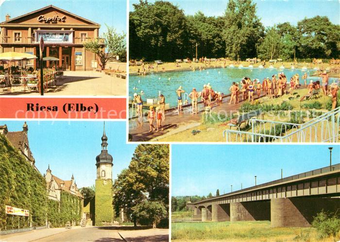 Riesa Sachsen Filmtheater Capitol Freibad Rathaus Neue Elbbruecke