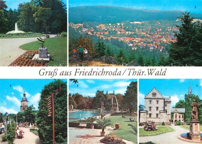 Friedrichroda Puschkinpark Panorama Kuranlagen Schwimmbad Schloss Reinhardsbrunn