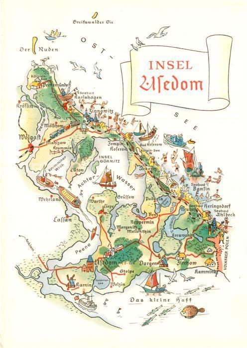 Insel Usedom Inselkarte Illustration