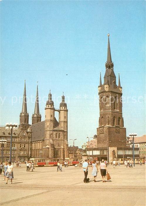 Halle Saale Markt mit Marktkirche und Rotem Turm