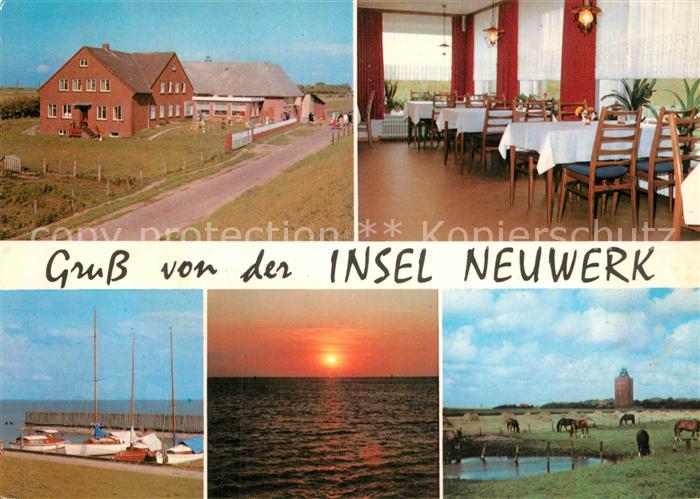 Neuwerk Cuxhaven Nordseebad Ortsmotiv Seglerhafen Restaurant Sonnenuntergang Leu