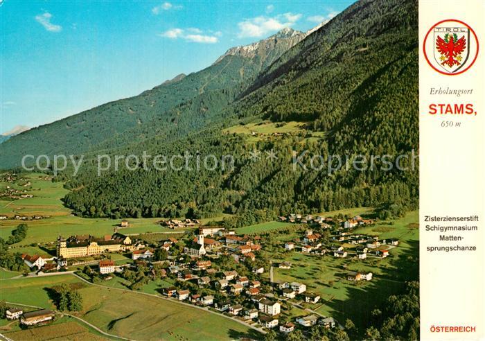 Stams Fliegeraufnahme Zisterzienserstift Schigymnasium Mattensprungschanze