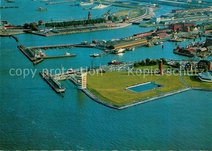 Cuxhaven Nordseebad Hafenansicht Fliegeraufnahme