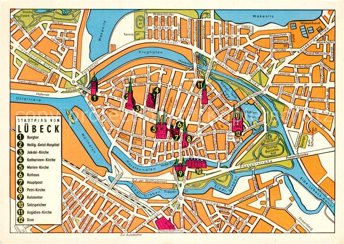 Luebeck Stadtplan Burgtor Heilig-Geist-Hospital Rathaus