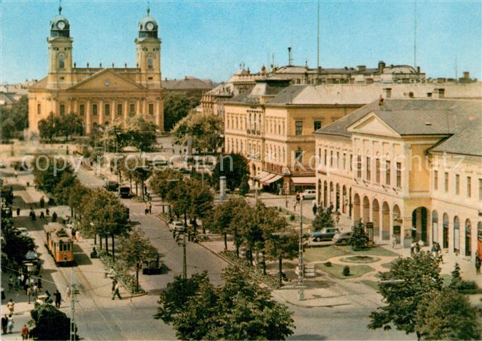 Debrecen Debrezin Rote Armee Strasse mit der reformierten Kirche