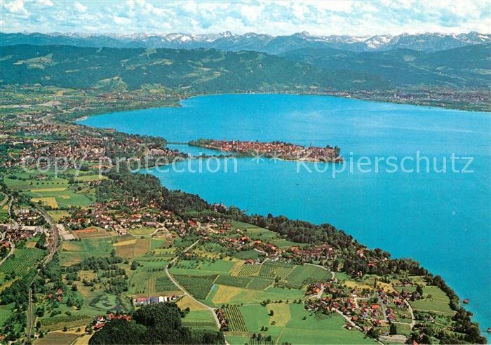 Lindau Bodensee Fliegeraufnahme mit Bregenzer Bucht