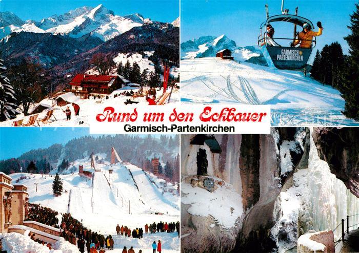 GARMISCH-PARTENKIRCHEN Bayern Eckbauer mit Zugspitzgruppe Gondelbahn Sprungschan
