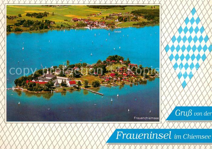 Fraueninsel Chiemsee Fliegeraufnahme mit Kloster Frauenwoerth