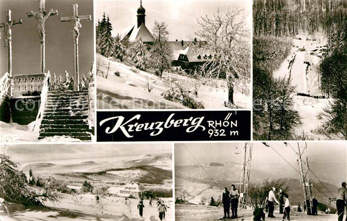 Kreuzberg Rhoen Kloster Landschaftspanorama Wintersport Golgota Kreuze