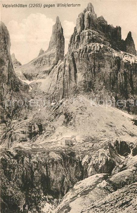 Dolomiten Vajolethuetten gegen Winklerturm