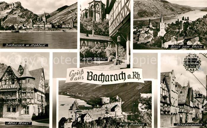 Bacharach Rhein Panorama Burg Stahleck Altes Haus Alter Posthof Fachwerkhaus Str