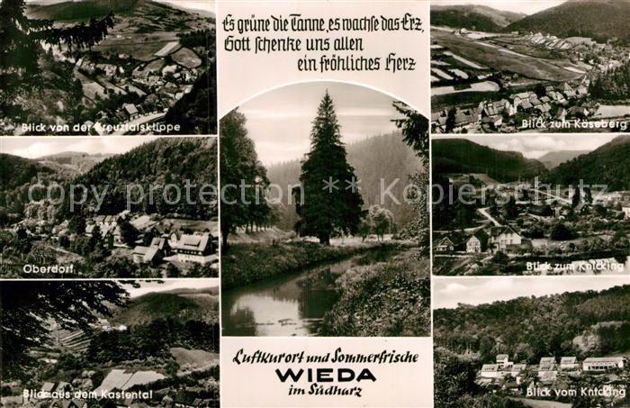 Wieda Panorama Blick von der Kreuztalsklippe Oberdorf Kastental Bachlauf Kaesebe