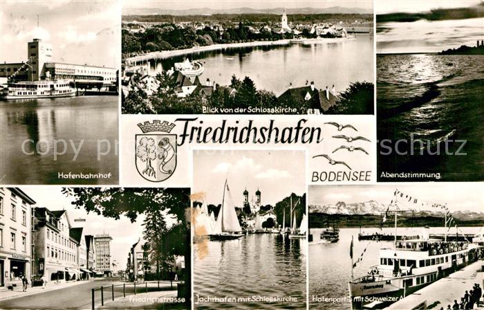 Friedrichshafen Bodensee Hauptbahnhof Friedrichstrasse Panorama Blick von der Sc