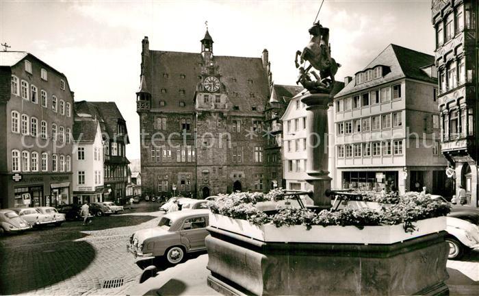 Marburg Lahn Marktplatz Brunnen Altstadt
