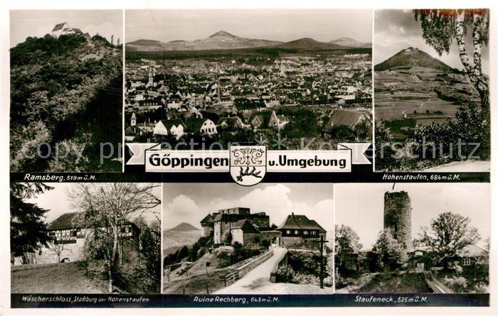 Goeppingen Panorama Ramsberg Hohenstaufen Schloss Ruine Rechberg Staufeneck Brom