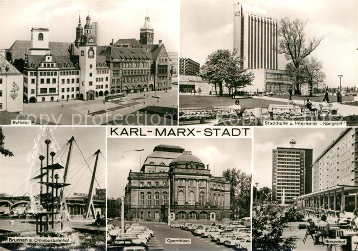 Karl-Marx-Stadt Rathaus Stadthalle Interhotel Kongress Rosenhof Hochhaus Opernha