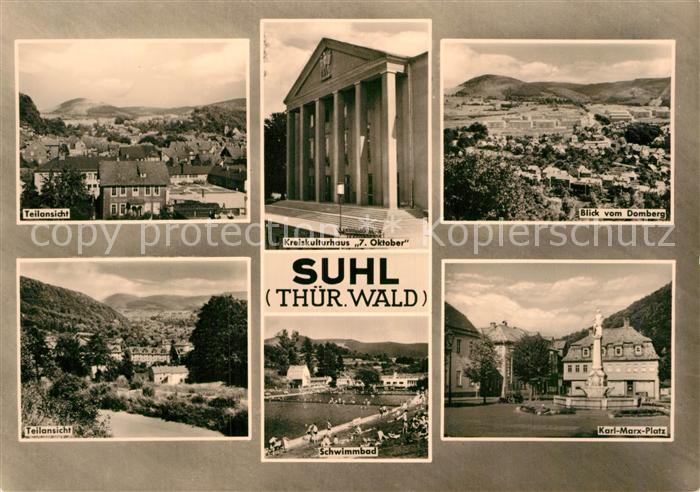 Suhl Thueringer Wald Teilansichten Kreiskulturhaus 7. Oktober Domberg Karl Marx
