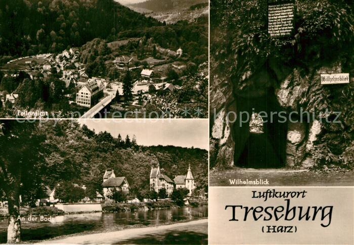 Treseburg Harz Teilansicht Luftkurort Partie an der Bode Wilhelmsblick