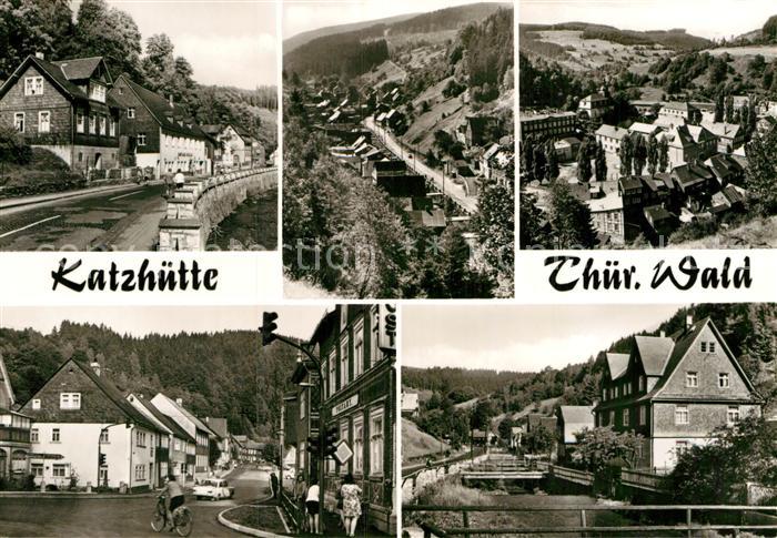 Katzhuette Teilansichten Schwarzatal Partie am Fluss