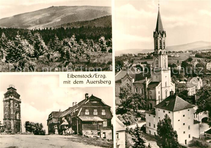 Eibenstock Landschaftspanorama mit Auersberg Berggaststaette Aussichtsturm Ortsa