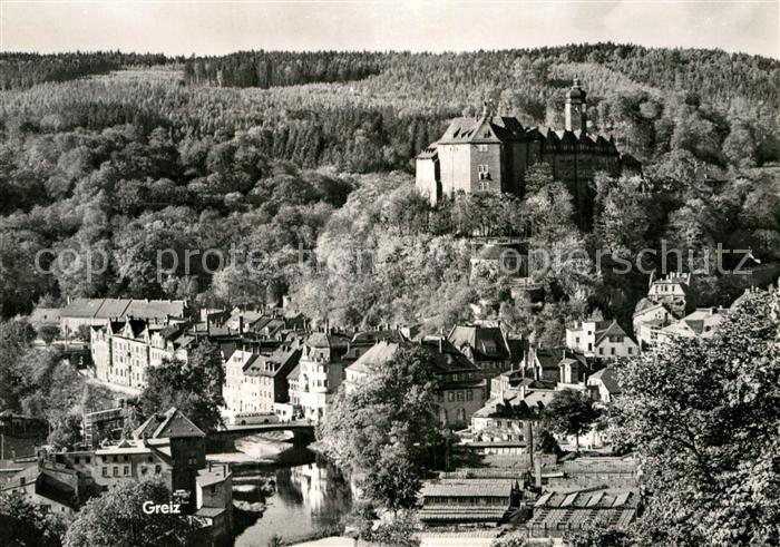 Greiz Thueringen Stadtbild mit Schloss