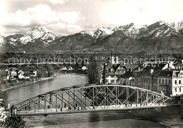 Villach Kaernten Draubruecke mit Mittagskogel Karawanken