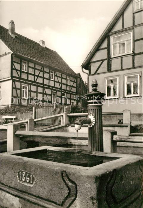 Schmerbach Emsetal Brunnen Fachwerkhaus