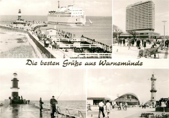 Warnemuende Ostseebad Mole Promenade Leuchtturm Faehre Hotel Neptun Teepott
