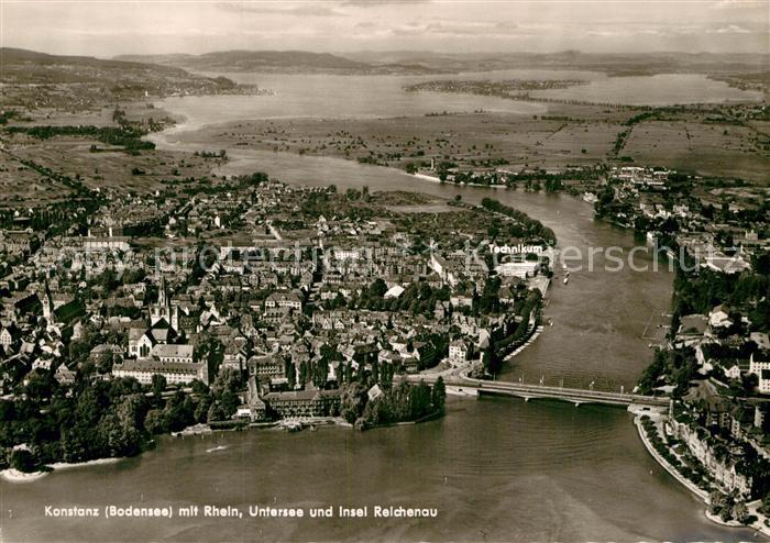 Konstanz Bodensee mit Rhein Untersee Insel Reichenau Fliegeraufnahme