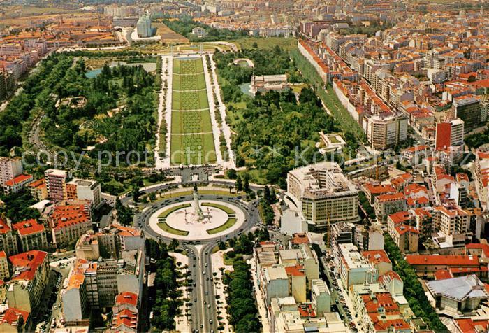 Lisboa Parque Eduardo VII e Avenida da Liberdade vista aerea