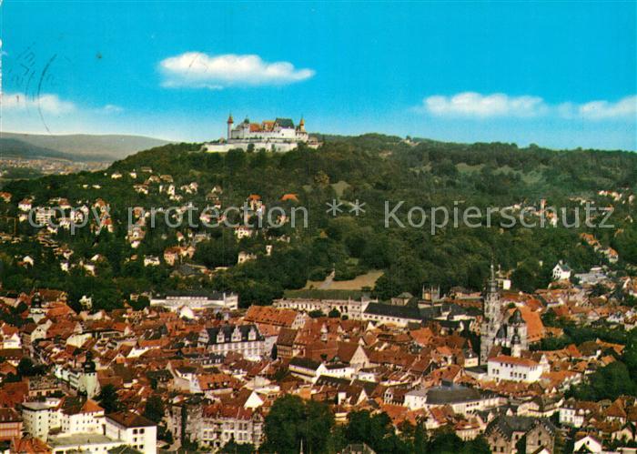 Coburg Stadtpanorama mit Blick zum Schloss Fliegeraufnahme