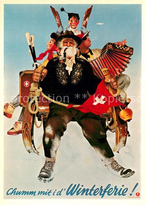 Schlitten Schnee H. Leupin Winterferien Plakat Verkehrszentrale Schweiz 1940