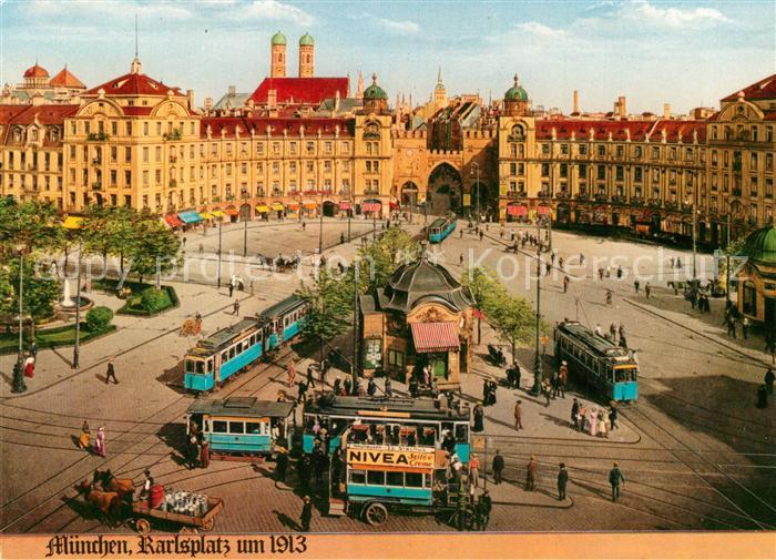 Strassenbahn Muenchen Karlsplatz 1913