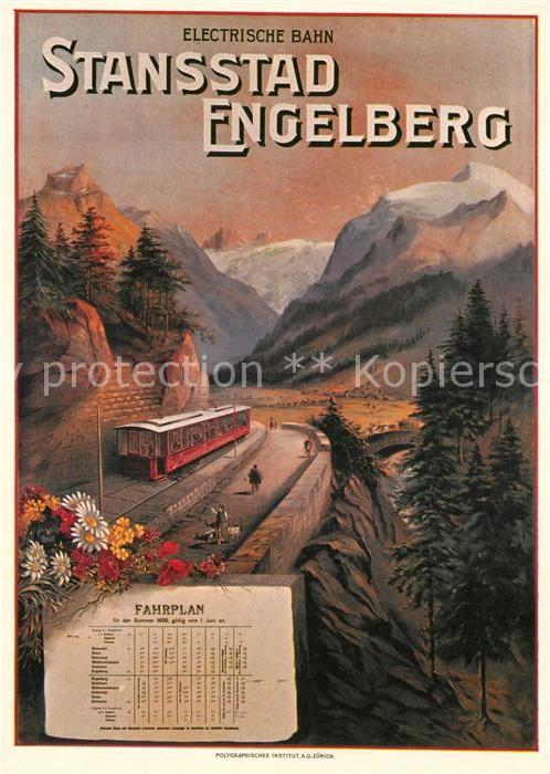 Bergbahn Stansstad-Engelberg-Bahn Plakat 1899 Fahrplan