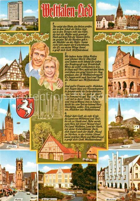 Liederkarte Westfalen-Lied Luenen Oelde Werne Unna