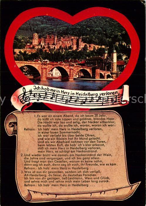 Liederkarte Ich hab mein Herz in Heidelberg verloren