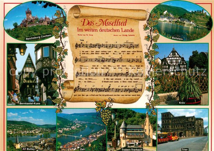 Liederkarte Das Mosellied Reichsburg Cochem Beilstein Kroev Alf Bullay