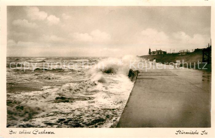 Cuxhaven Nordseebad Promenade bei Sturm