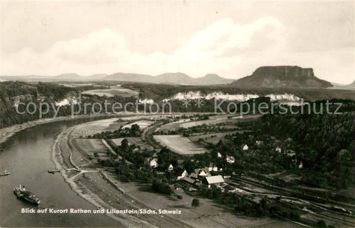 Rathen Saechsische Schweiz Fliegeraufnahme Elbe Lilienstein
