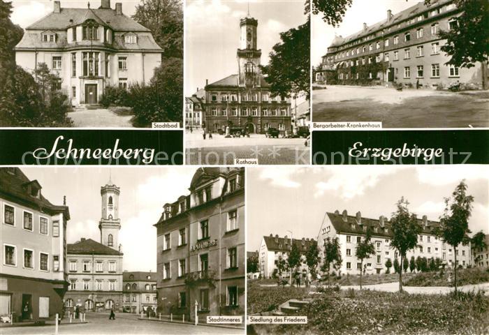 Schneeberg Erzgebirge Rathaus Stadtbad Bergarbeiter-Krankenhaus