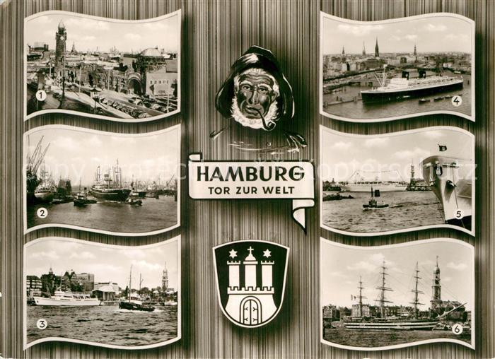 HAMBURG  CITY St. Pauli Landungsbruecken Hafen Segelschulschiff St. Michaeliskir