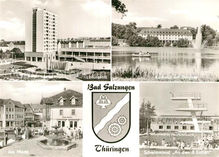 Bad Salzungen Leninplatz Kurhaus am Burgsee Freibad Markt