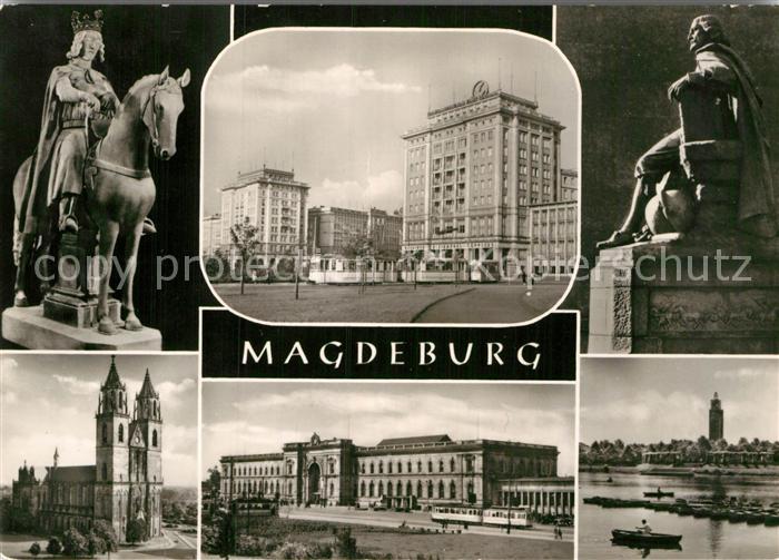 MAGDEBURG  CITY Reiter Wilhelm-Pieck-Allee Otto-von-Guericke-Denkmal Dom Hauptba