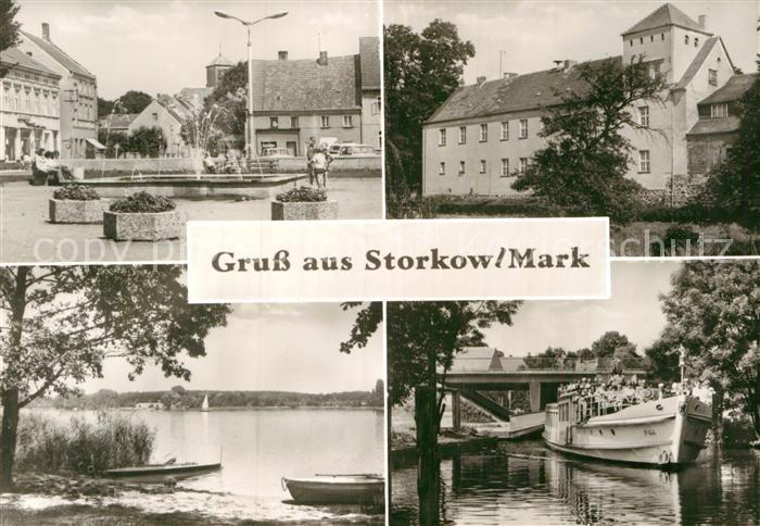 Storkow Mark Partie am See Dampfer Brunnen
