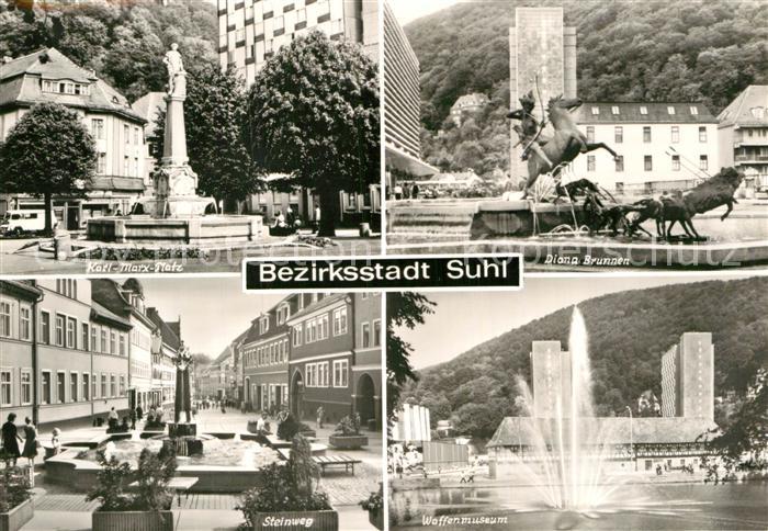 Suhl Thueringer Wald Karl-Marx-Platz Diana Brunnen Waffenmuseum Brunnen Steinweg