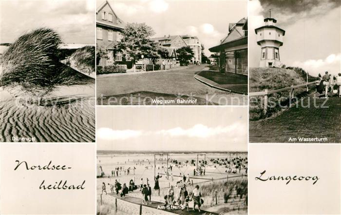 Langeoog Nordseebad Duenen Weg zum Bahnhof Wasserturm Strand