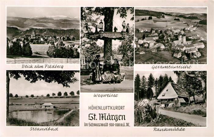 St Maergen Panorama Blick zum Feldberg Schwarzwald Strandbad Wegweiser Rankmuehl
