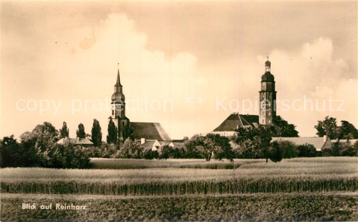 Reinharz Duebener Heide Blick ueber die Feld Ortsansicht mit Kirche
