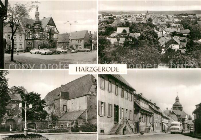 Harzgerode Markt Rathaus Schloss Oberstrasse Stadtpanorama